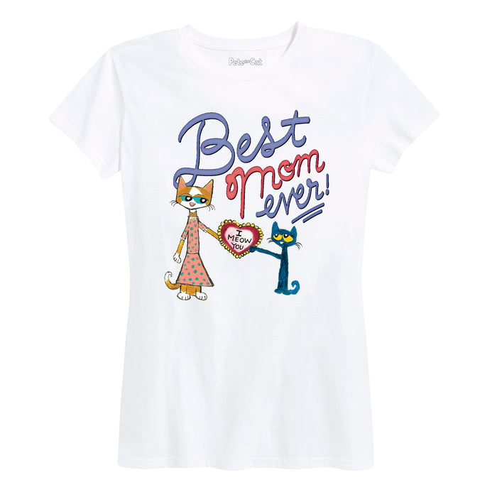 Pete The Cat Best Mom Ever Womenss Short Sleeve Classic Fit Tee
