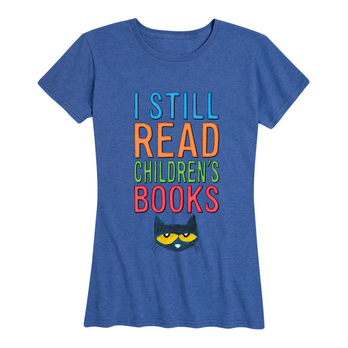 Pete The Cat I Still Read Books Womens Short Sleeve Classic Fit Tee