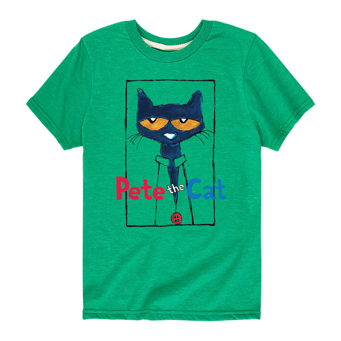 Pete the Cat Frame with Button Youth Short Sleeve Tee
