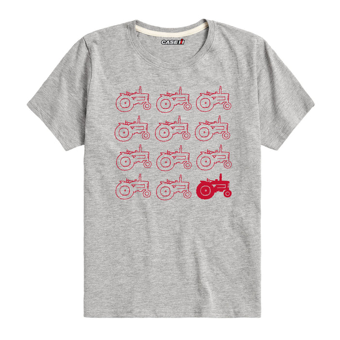 Red Tractor Pattern Kids Short Sleeve Tee