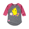 Stitch Chick With Flowers Multi Hit Kids Shirt Tail Raglan