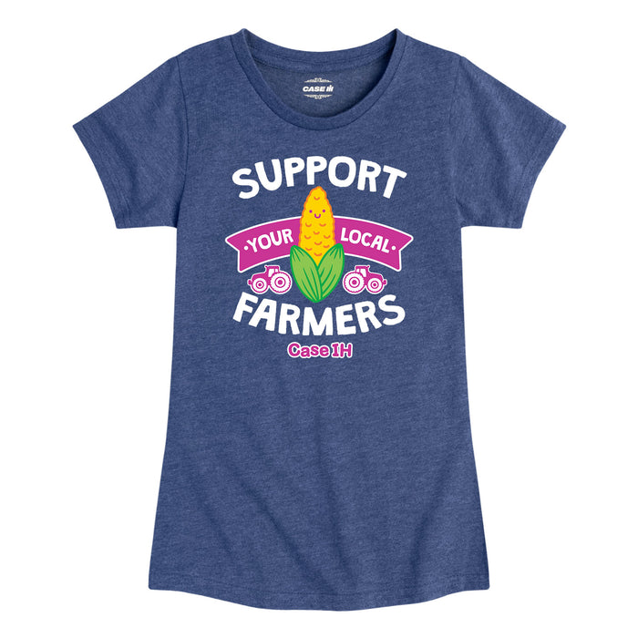 Support Your Local Farmers Case IH Girls Short Sleeve Tee