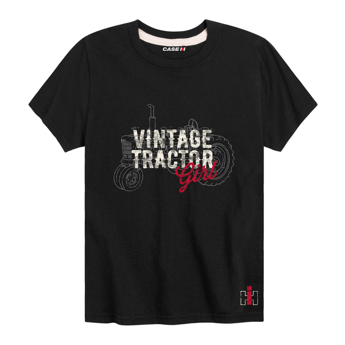Vintage Tractor Girl Youth Girl Youth Short Sleeve Tee