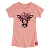 Cat Eye Glasses Cow IH  Girls Short Sleeve Tee