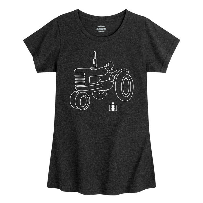 Continuous Line Tractor IH Girls Short Sleeve Tee