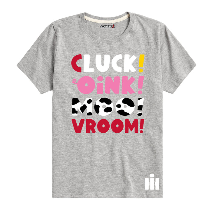 Cluck Oink Moo Vroom IH Kids Short Sleeve Tee