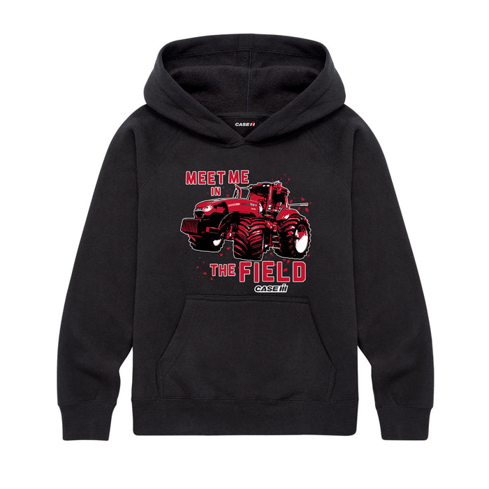 Meet Me In The Field Case IH Kids Raglan Hoodie