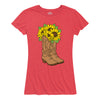 Cowgirl Boots With Sunflowers IH Womens Plus Short Sleeve Classic Fit Tee