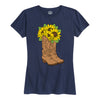 Cowgirl Boots With Sunflowers IH Womens Short Sleeve Classic Fit Tee