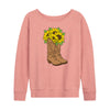 Cowgirl Boots With Sunflowers IH Womens French Terry Pullover