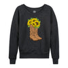 Cowgirl Boots With Sunflowers IH Womens French Terry Pullover