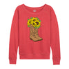 Cowgirl Boots With Sunflowers IH Womens French Terry Pullover