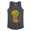 Cowgirl Boots With Sunflowers IH Womens Racerback Tank