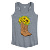 Cowgirl Boots With Sunflowers IH Womens Racerback Tank