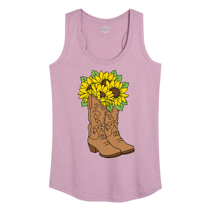 Cowgirl Boots With Sunflowers IH Womens Racerback Tank