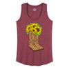 Cowgirl Boots With Sunflowers IH Womens Racerback Tank