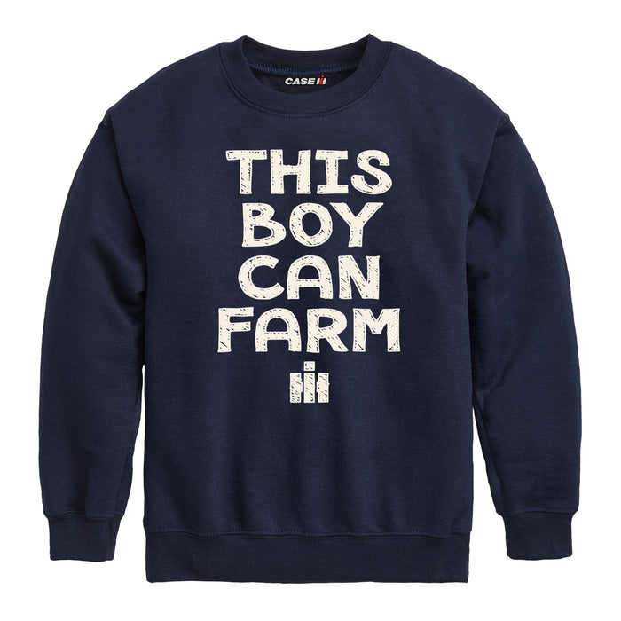 This Boy Can Farm IH Boys Crew Fleece