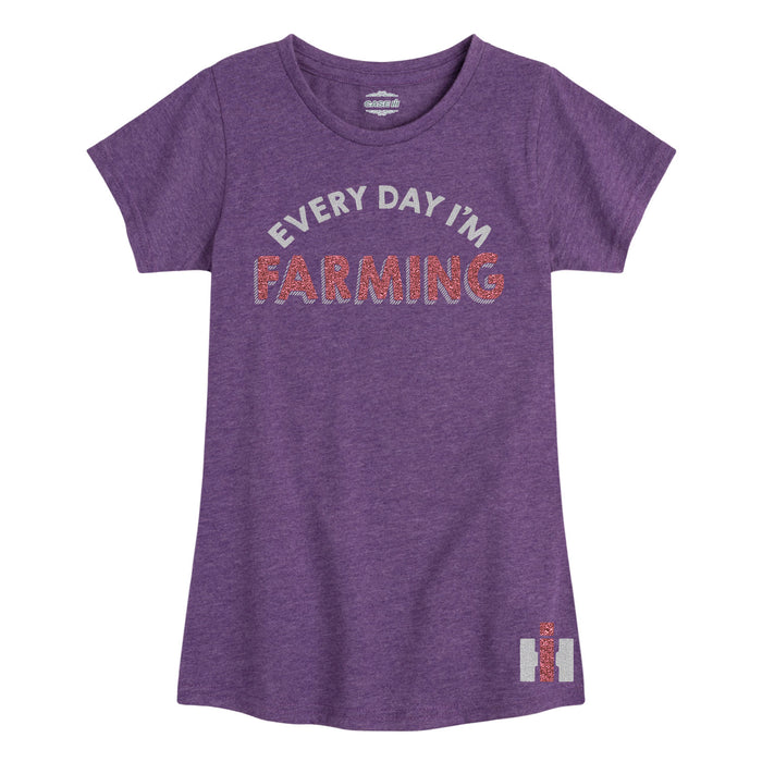 Every Day Im Farming IH Girls Fitted Short Sleeve Tee
