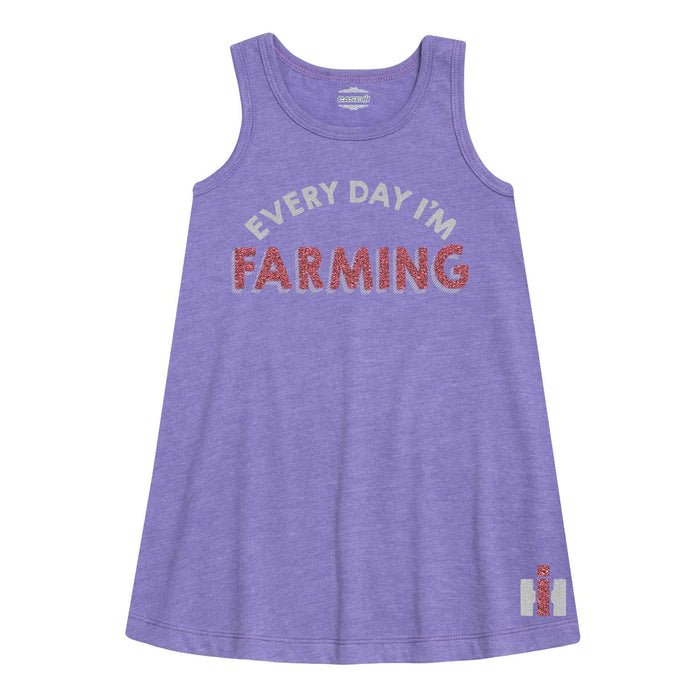 Every Day Im Farming IH Girls Aline Dress