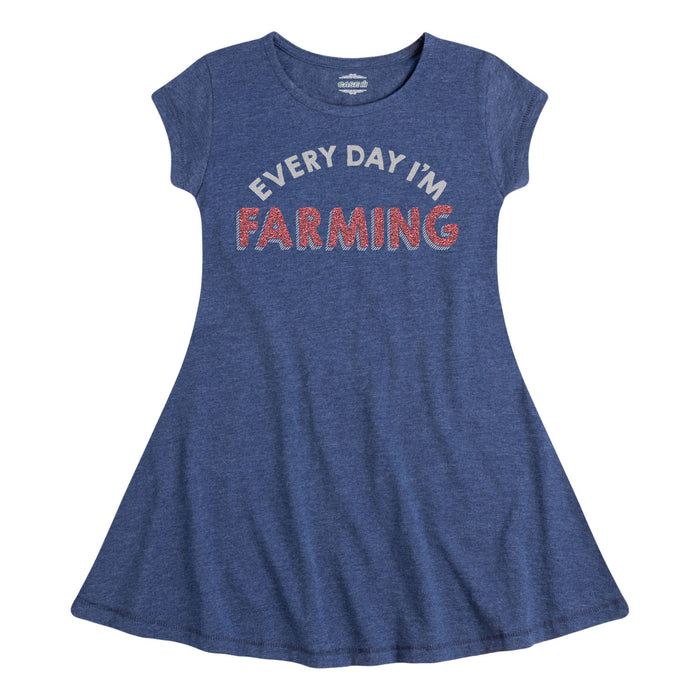 Every Day Im Farming IH Girls Fit and Flare Dress
