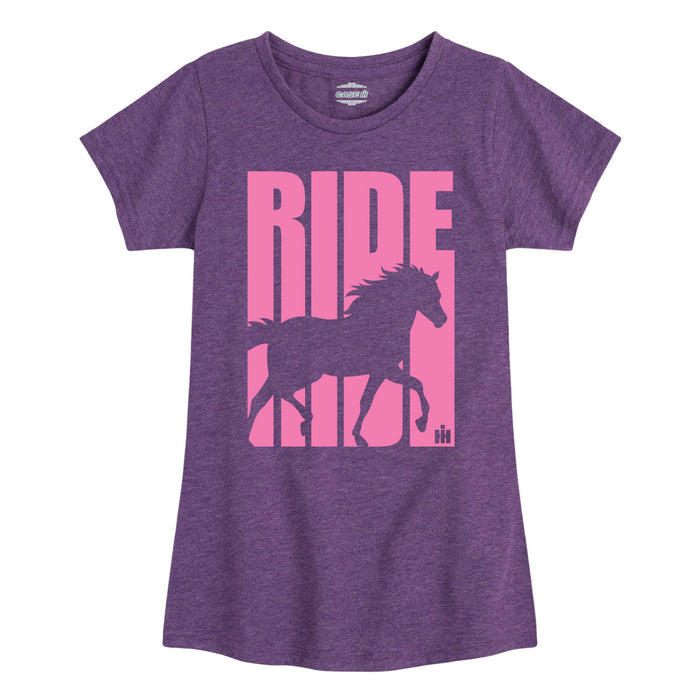 Retro Ride Horse IH Girls Fitted Short Sleeve Tee