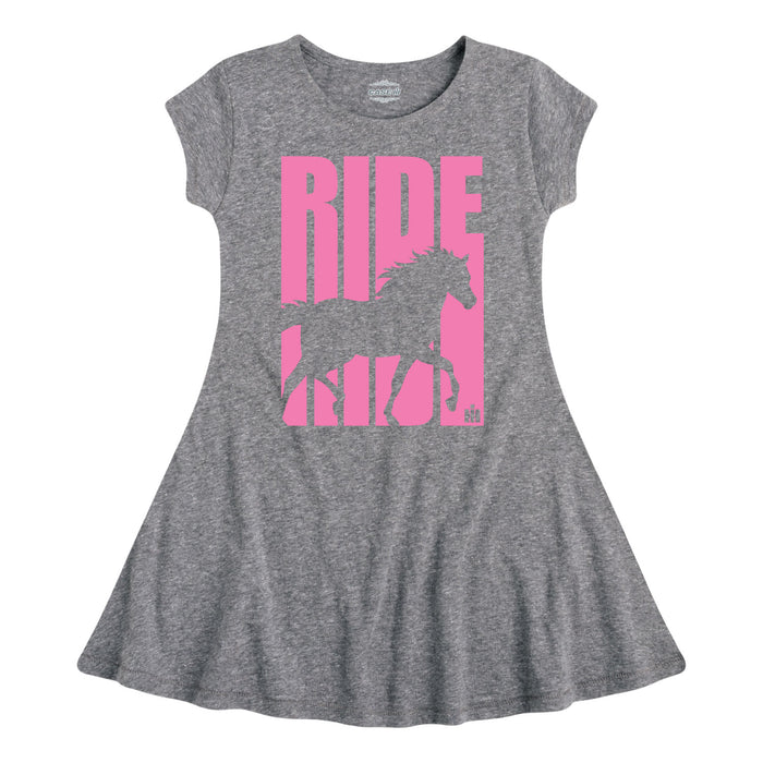 Retro RIDE Horse IH Girls Fit and Flare Dress