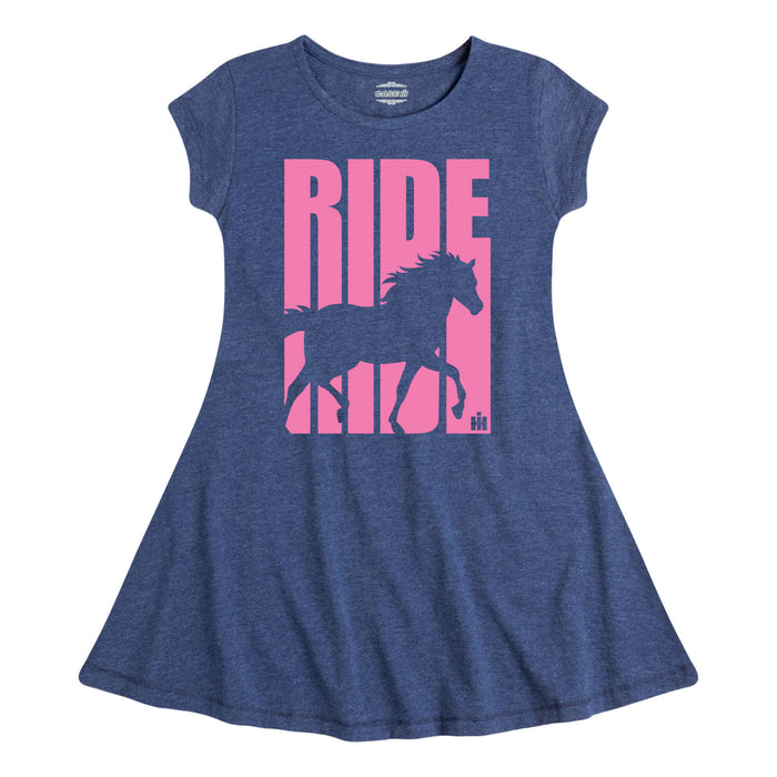 Retro RIDE Horse IH Girls Fit and Flare Dress