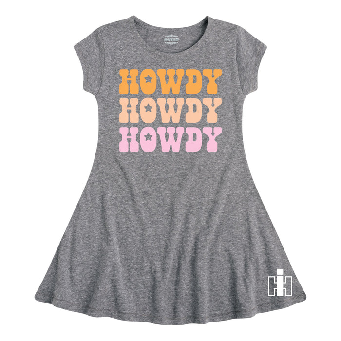 Howdy Retro Stacked IH Girls Fit and Flare Dress
