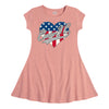 Case IH Heart Patriotic Glitter Girls Fit and Flare Dress