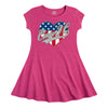 Case IH Heart Patriotic Glitter Girls Fit and Flare Dress