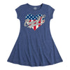 Case IH Heart Patriotic Glitter Girls Fit and Flare Dress