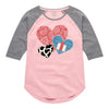 Cowboy Pattern Hearts IH Girls Raglan