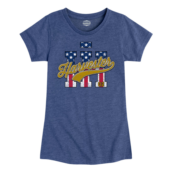 IH Harvester BBTail Patriotic Girls Fitted Short Sleeve Tee