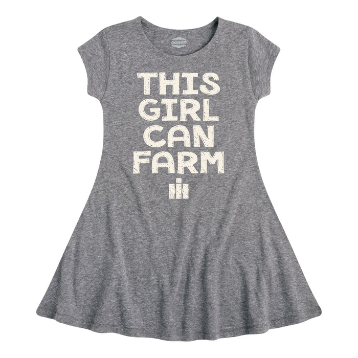 This Girl Can Farm IH Girls Fit and Flare Dress