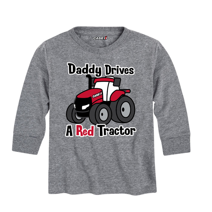 Daddy Drives A Red Tractor Case IH Kids Long Sleeve Tee