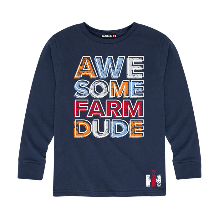 Awesome Farm Dude IH  Kids Long Sleeve Tee