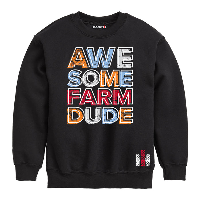 Awesome Farm Dude IH Kids Crew Fleece