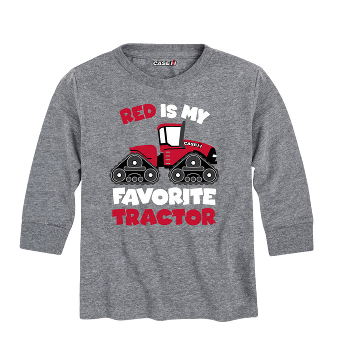 Red Is My Favorite Tractor Case IH Kids Long Sleeve Tee