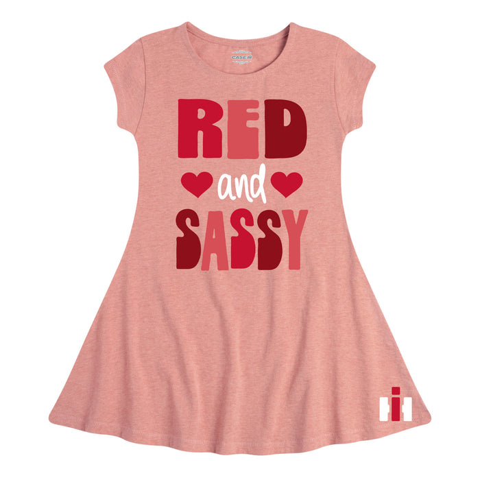 Red And Sassy IH Kids Fit and Flare Dress