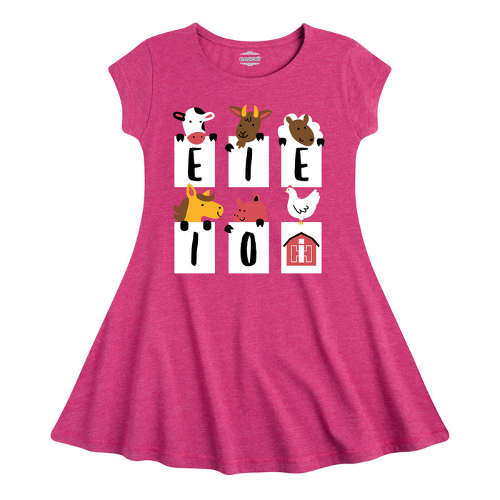 E-I-E-I-O Barnyard Animals IH Kids Fit and Flare Cap Sleeve Dress