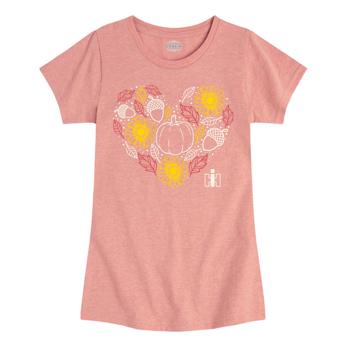 Fall Harvest Heart IH Girls Fitted Short Sleeve Tee