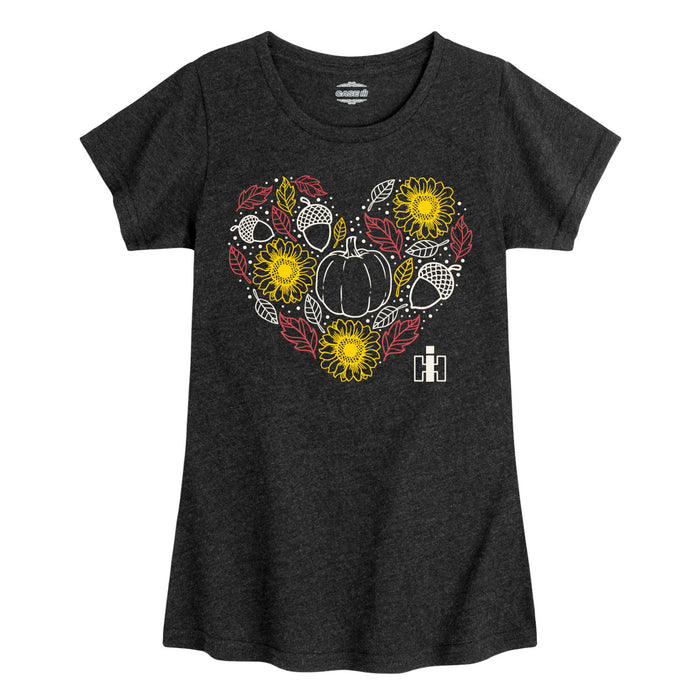 Fall Harvest Heart IH Girls Fitted Short Sleeve Tee