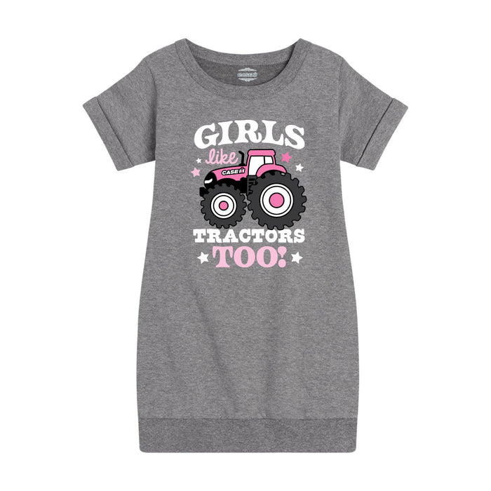 Girls Like Tractors Too Kids Fleece Dress
