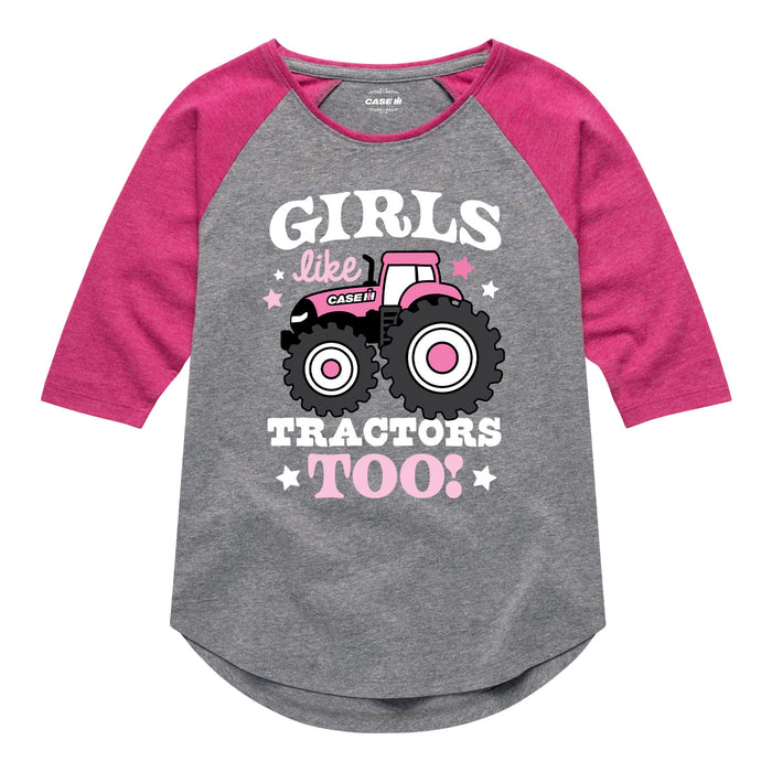 Girls Like Tractors Too Kids Raglan