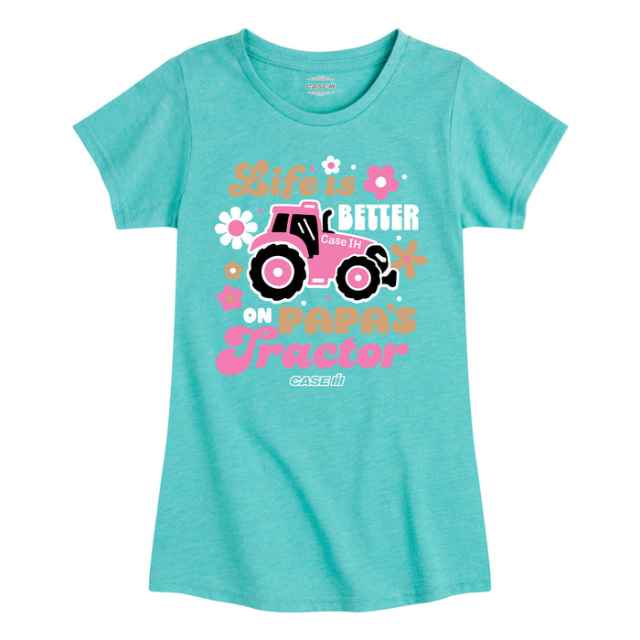 Life is Better Papas Tractor Kids Fitted Short Sleeve Tee