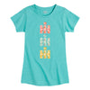 Stacked IH Logos Floral Fill Girls Fitted Short Sleeve Tee