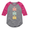 Stacked IH Logos Floral Fill Girls Raglan