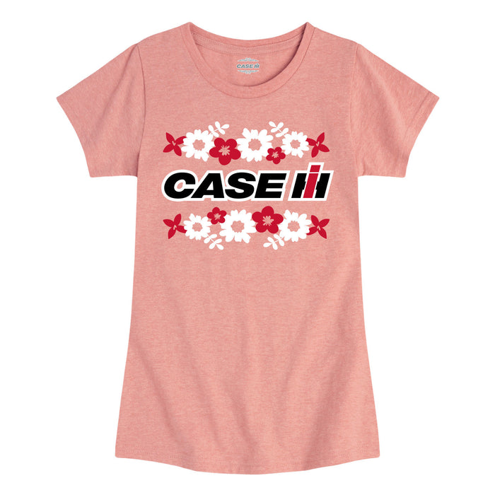 Case IH Logo Floral Girls Fitted Short Sleeve Tee