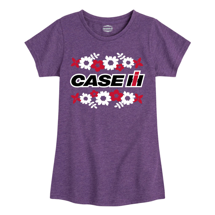 Case IH Logo Floral Girls Fitted Short Sleeve Tee