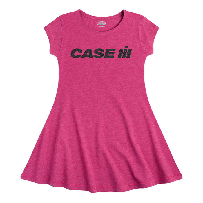 Case IH Logo Sparkle Girls Fit and Flare Cap Sleeve Dress